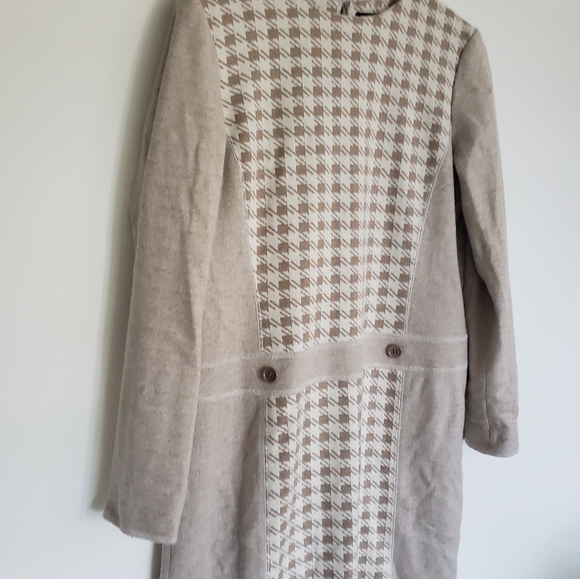 Worth New York Sweater Dress Tan Wool Blend Lagen Size 12 Cream Tan Maxi - Picture 2 of 11